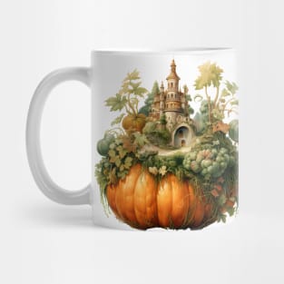 Autumn Magic - Pumpkin Transformed into Miniature Forest in Watercolor Mug